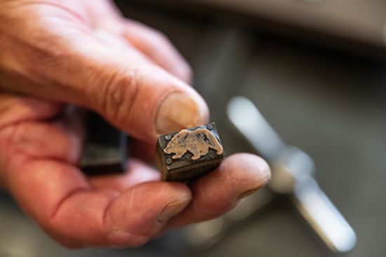 A hand holding a bear typeface.